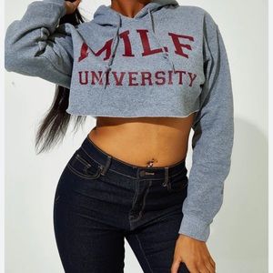 MILF University cropped hoodie